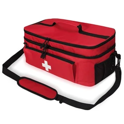 Portable Medicine Organizer and Emergency Kit (Red)