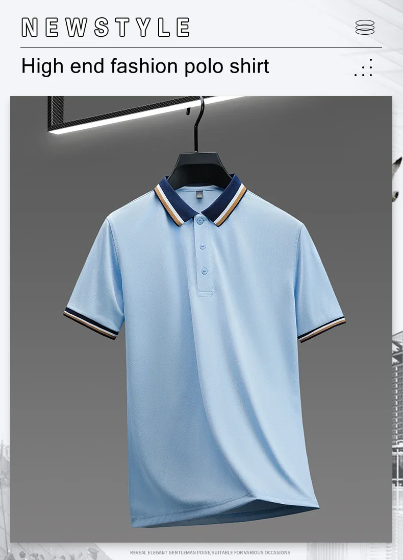 2025 Fashionable Men's Short Sleeved Polo Shirt with Summer Collar and Striped Design, Boutique Top, Casual Business T-shirt 11 S6300a374759f4c5f8c908eeb4009ba7ft