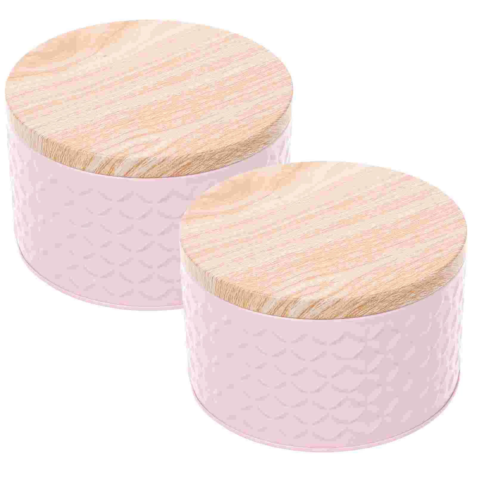 2 Pcs Chocolate Wrought Iron Packing Box Candy Jars with Lids Goods Bread Container Biscuit Storage Case