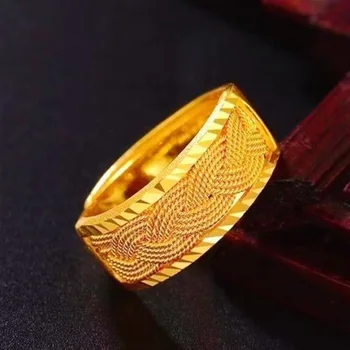 Women's 24K Gold (AU999) Twist Adjustable Wealth Ring | Openwork twist pattern, micro-diamond glow with magnetic adjuster 1