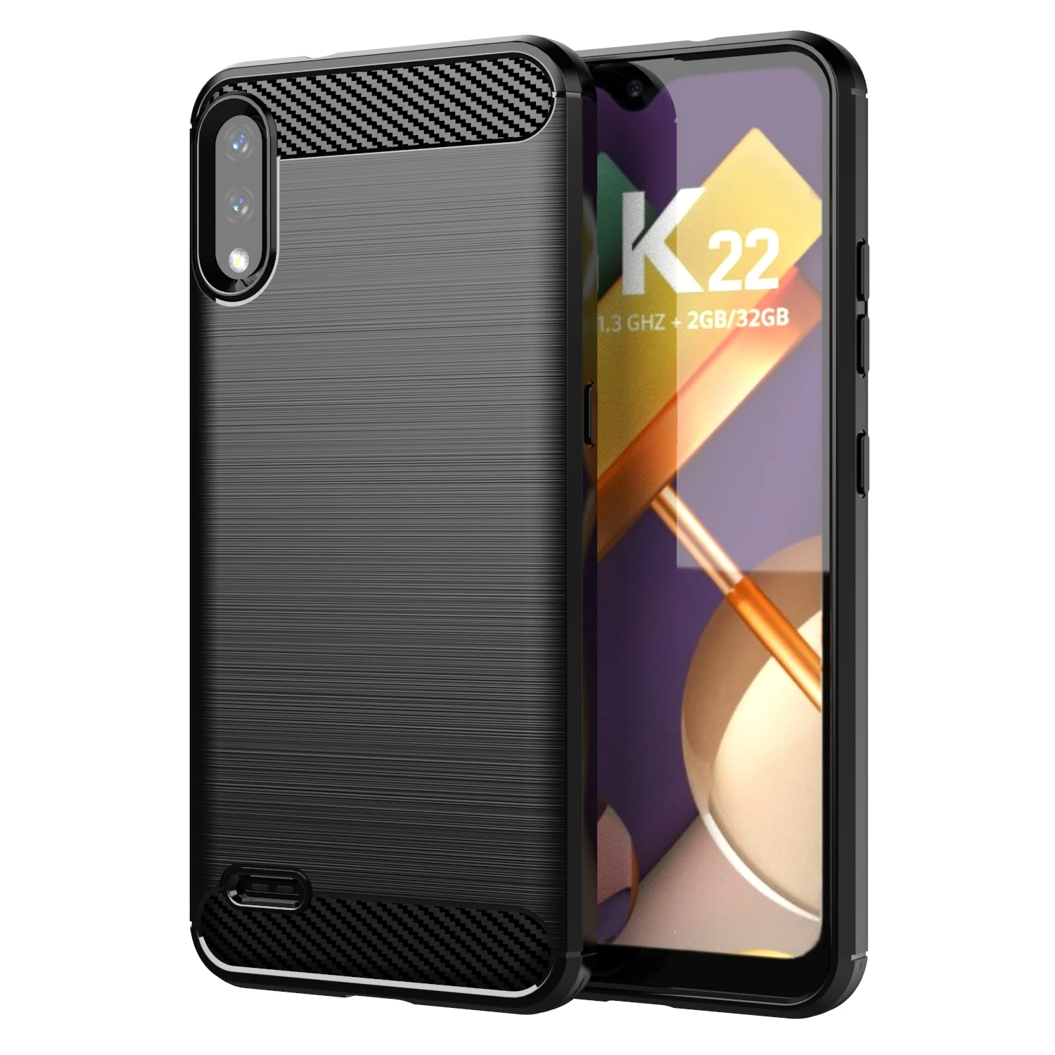 

Carbon Fiber Case For LG K22 Plus k20 2019 k22+ Shockproof Silicone Phone Cover for lg k22plus Soft Slim Cases Coque Fundas