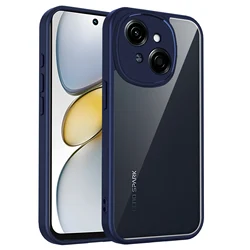 Enhanced Product Title: Air Cushion Silicone Bumper Case with Clear Matte Back Cover for Tecno Pop 9 4G (TMMS blue)