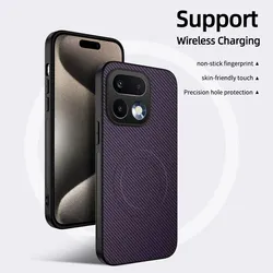 Luxury Carbon Fiber Texture Magnetic Cover - Matte Shockproof Soft Frame Case for Realme 16Pro (Purple)