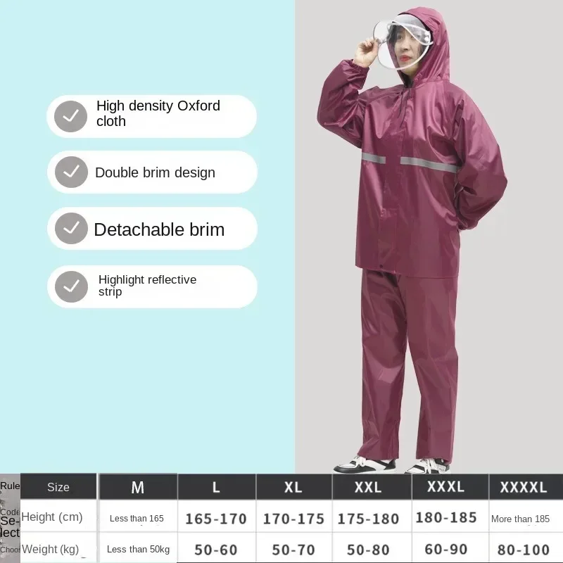 Raincoat Poncho Raincoat and Rainpants Suit Full Body Rainstorm Prevention Electric Bicycle Motorcycle Takeaway Riding Reflective Split Raincoat