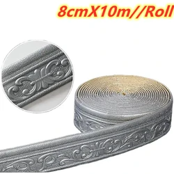 Waterproof 3D Wall Trim Border - Self-Adhesive Skirting Line - 8cm X 10m (Silver gray)