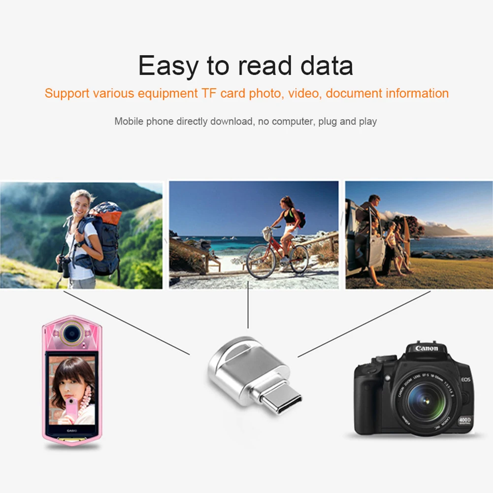 휴대용 USB C 타입 OTG TF 메모리 카드 리더, 휴대폰 태블릿 노트북 데스크탑용