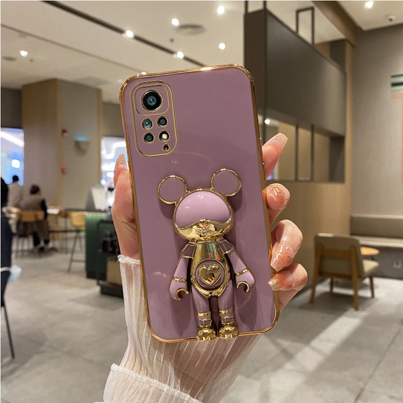 Coque de téléphone plaquée ours mignon, étui pour Xiaomi Redmi Note 11 7 8 10 12 Pro Max 10s 9s 11s 9 9A_voghion.com