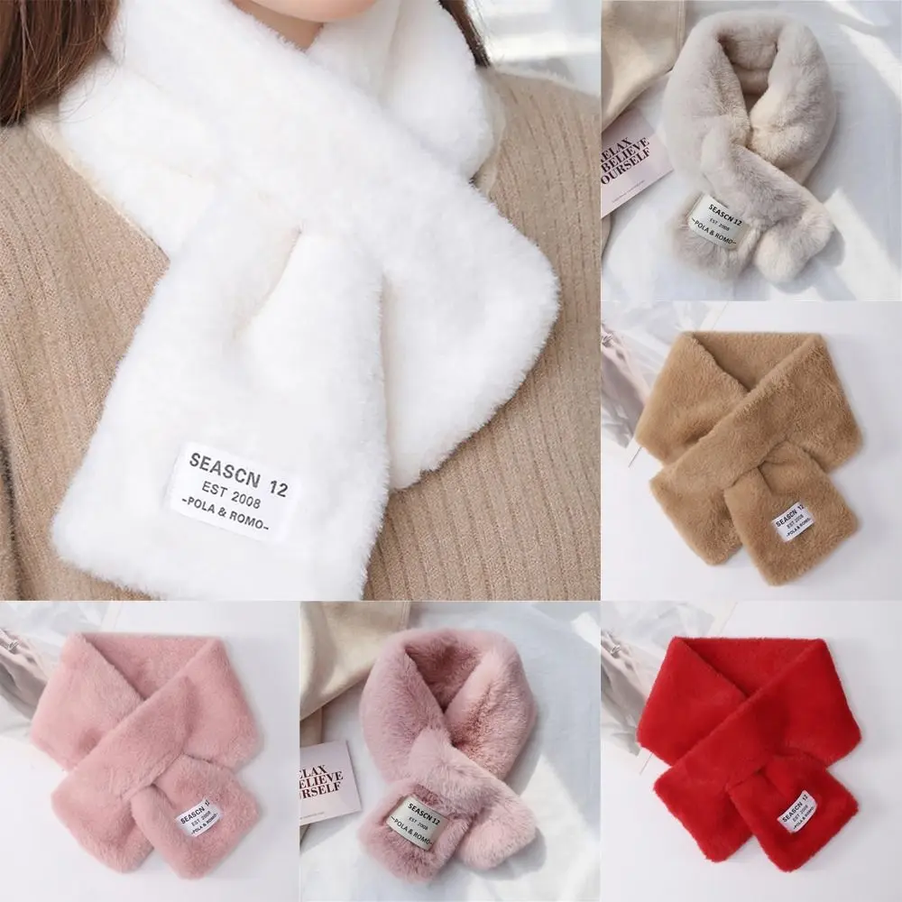 Winter Solid Color Faux Rabbit Fur Plush Scarf Neck Warmer