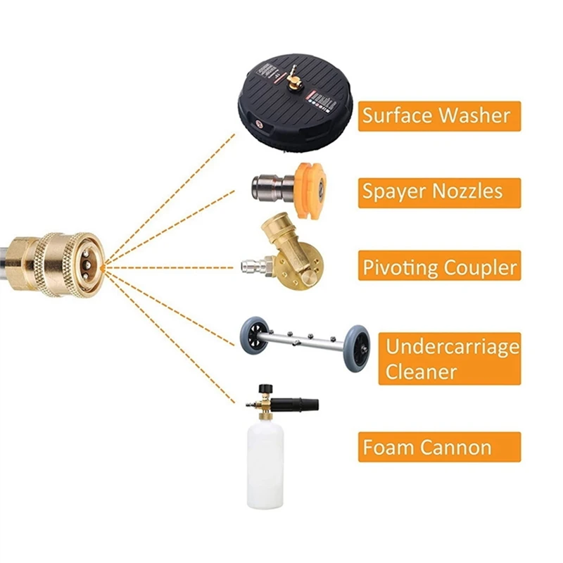 1 PCS M22  1/4 인치 고압 세척기 확장 완드 스피어 익스텐더 범용 자동차 청소 와셔 퀵 커플 링