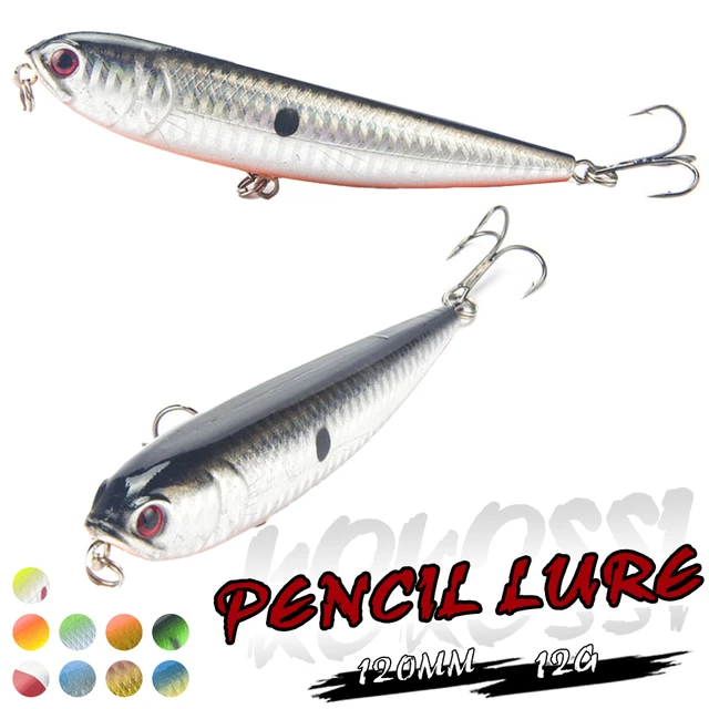 1PCS 12cm 22g Pencil Fishing Lure 4# Top water Dogs Hard Lures