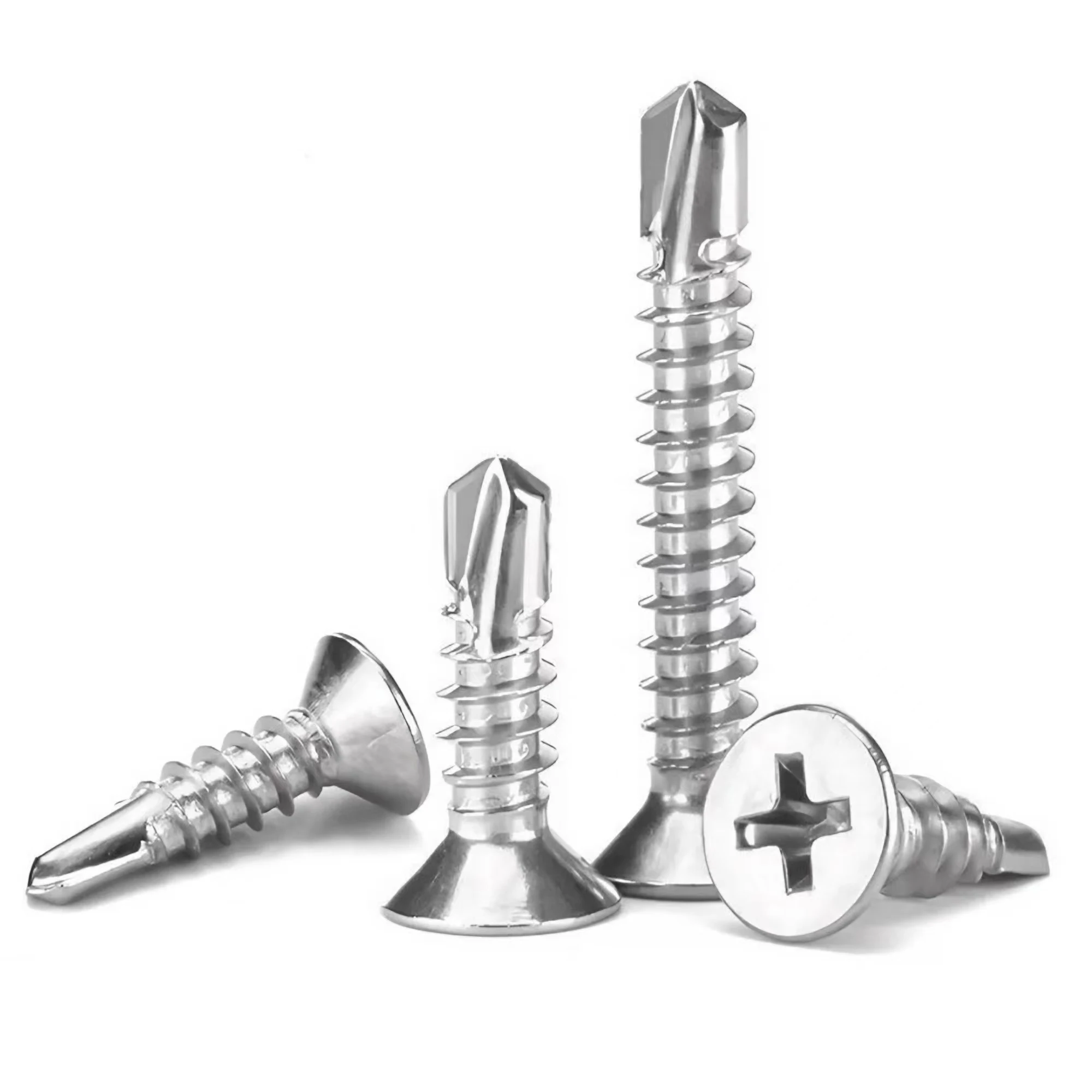 #8 M4.2 410 Stainless Steel Flat Head Self-Tapping Screws for Sheet Metal High-Strength Quick Drilling 50PCS self tapping screws