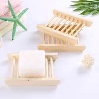 WBBOOMING 1pcs/6pcs Natural Wooden Bamboo Soap Dish Tray Rack Plate Box Holder Soap Storage Organizer Bathroom Drain Shelves 2