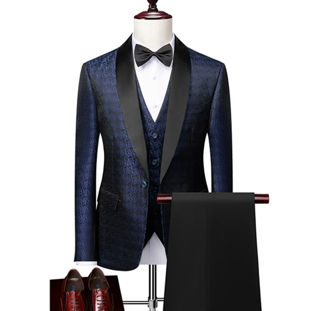 Men's Suit mens suit Suit Jacket Pants Vest 3 Pcs Set Fashion New Casual Boutique Business British Style Blazers Coat Trousers Waistcoat