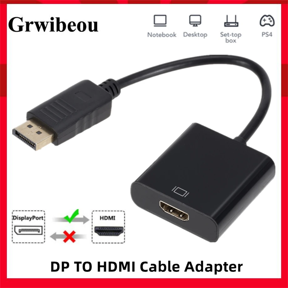 

1080P DP to HDMI-compatible Cable Adapter Male To Female For HP/DELL Laptop PC Display Port to HDMI-compatible Cord Converter