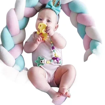 1.5M Paraurti per bambini Letto Treccia Nodo Cuscino Cuscino Paraurti per neonato Protezione per lettino Paraurti Arredamento della stanza Set di biancheria da letto per culla