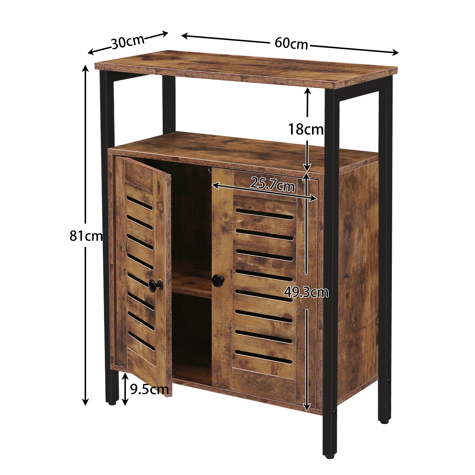 Buffet de salle de bain OBRO avec 1 étagère ouverte, commode de cuisine, armoire de couloir, rangement de porche, table de chevet, table de chevet,