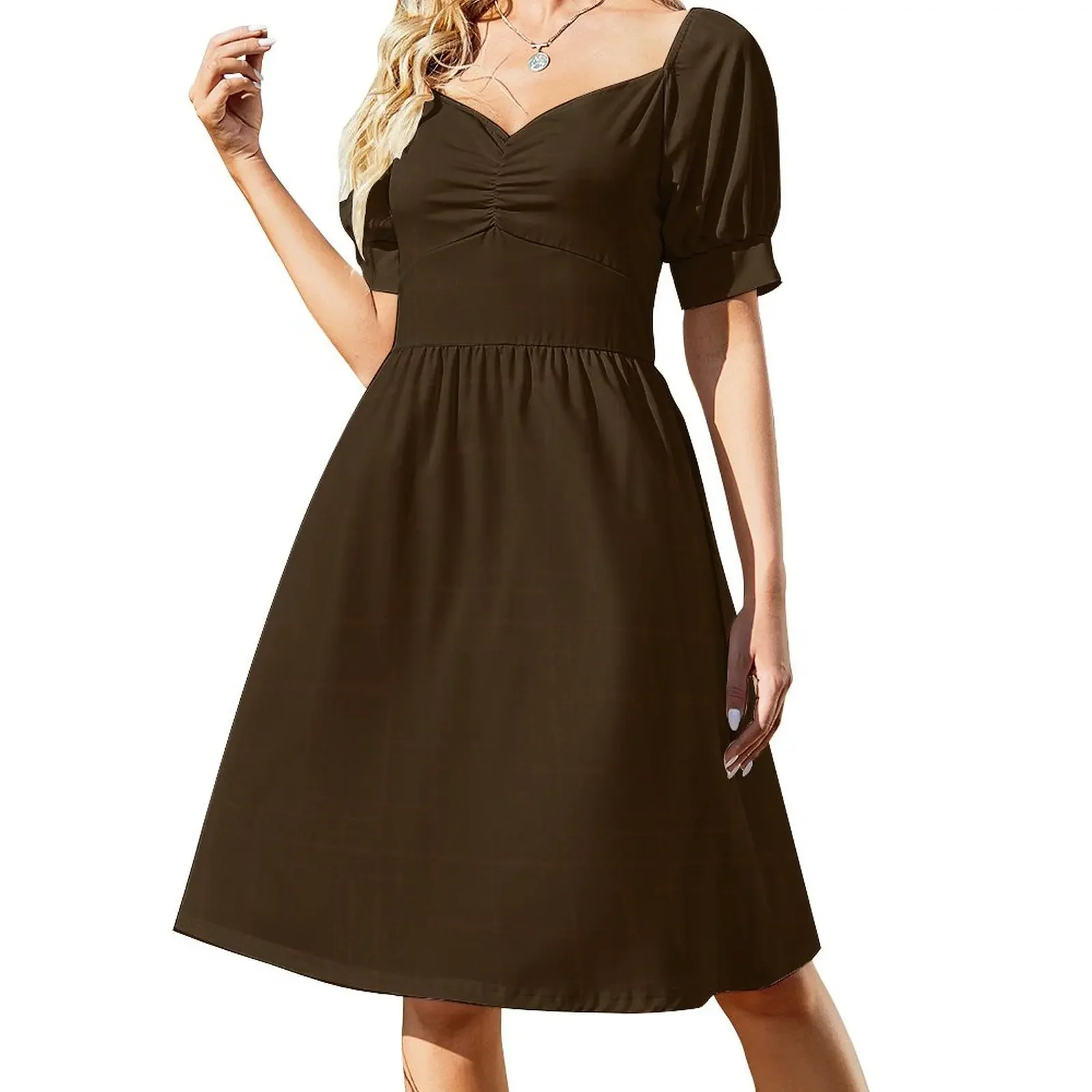 Marrón chocolate oscuro. Vestido sin mangas vestidos de lujo ropa Vestido
