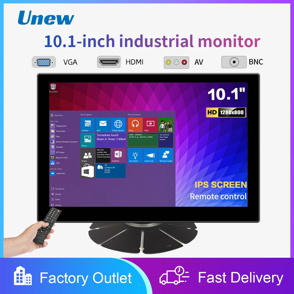 

10.1 inch Monitor FHD 1280*800 Industrial Display for Office Home Monitoring Support VAG HDMI AV BNC DVI With Stand Speaker