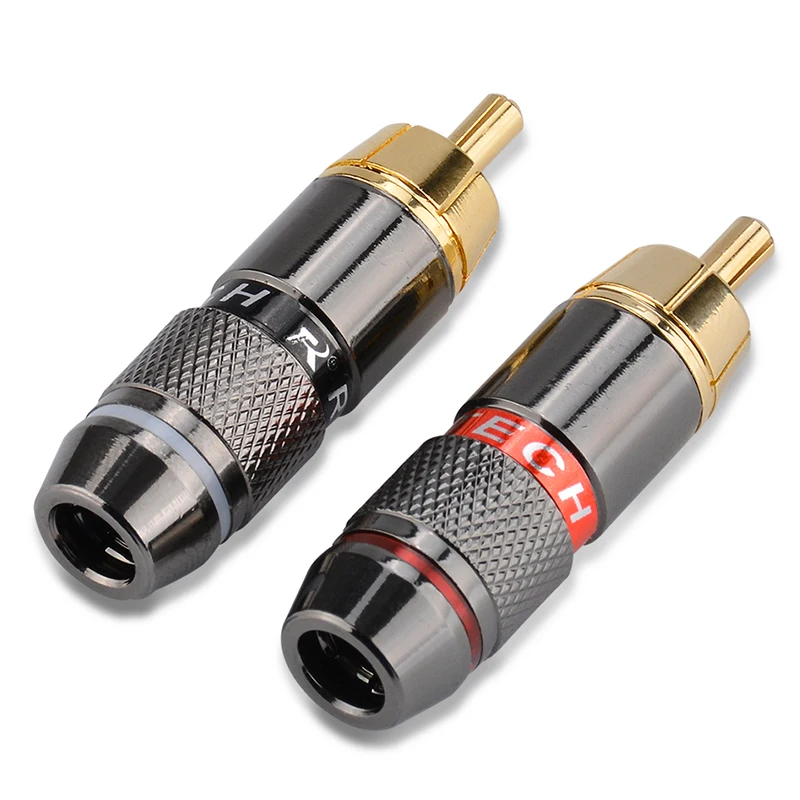 1-4 pz Connettore RCA a L a 90 gradi, placcato oro, a gomo, per saldatura, connettore audio/video maschio RCA a forma di serpente, colore nero  13