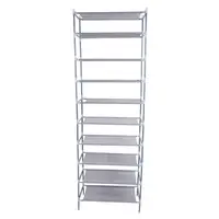 10-Tier Gray Non-Woven Fabric Shoe Rack - Easy Assembly Storage Organizer 2