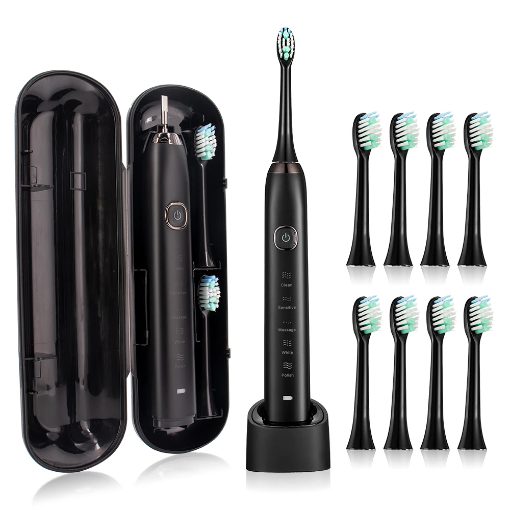 Smart Sonic Electric Toothbrush Ultrasound IPX7 Rechargeable Tooth Brush 5 Mode Smart Time Whitener Teethbrush HOMEFISH S100