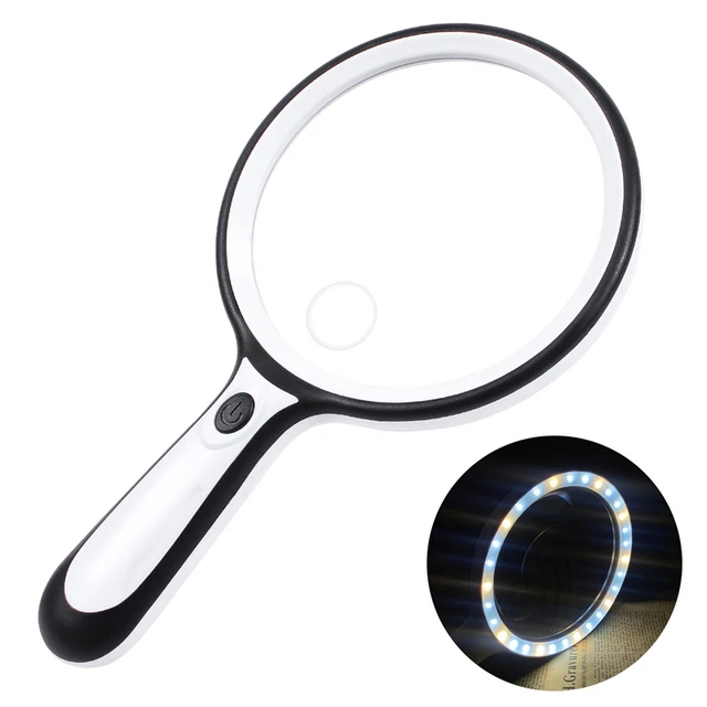 135Mm Large Elderly Parents Holding Reading Magnifying Glass 5X 10X 30 Led  Three Color Light Sources - AliExpress