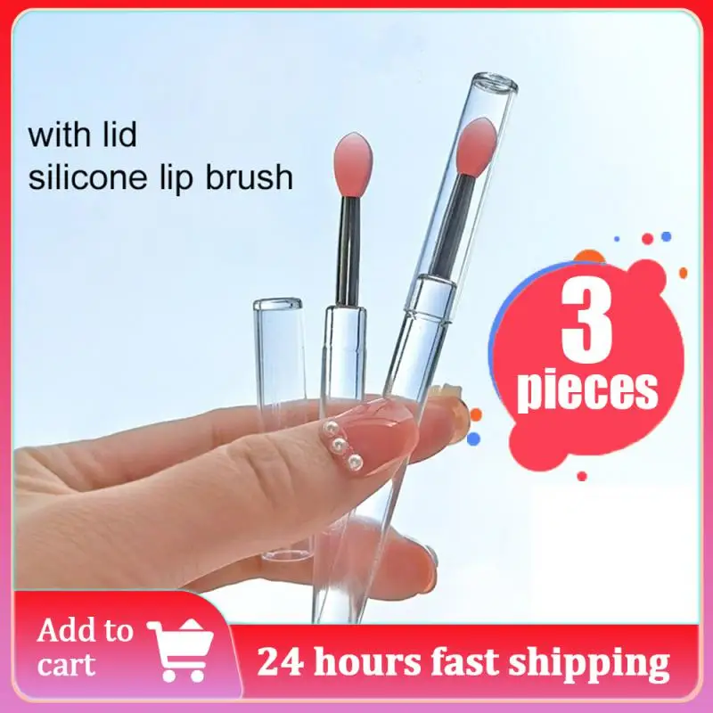 PortableSiliconeLipBrushWithCoverSoftMultifunctionalLipBalm