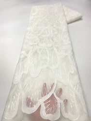Mccarthy Sequins Lace Fabric 2023 5 Yards High Quality African Nigerian Tulle Lace Fabric For Diy Sew Dress Wedding Party