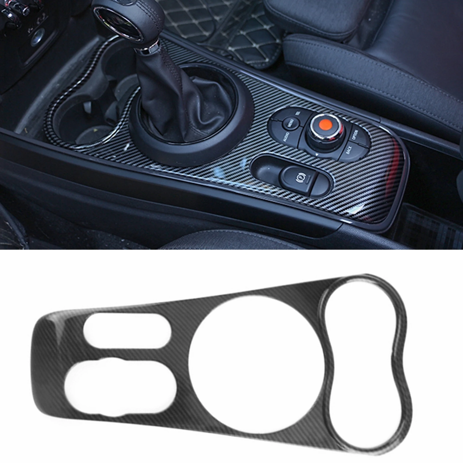 

1PCS Carbon Fiber Look Car Center Console Gear Shift Panel Frame Cover Sticker Trim For MINI Cooper Countryman F60 2017-2023 LHD