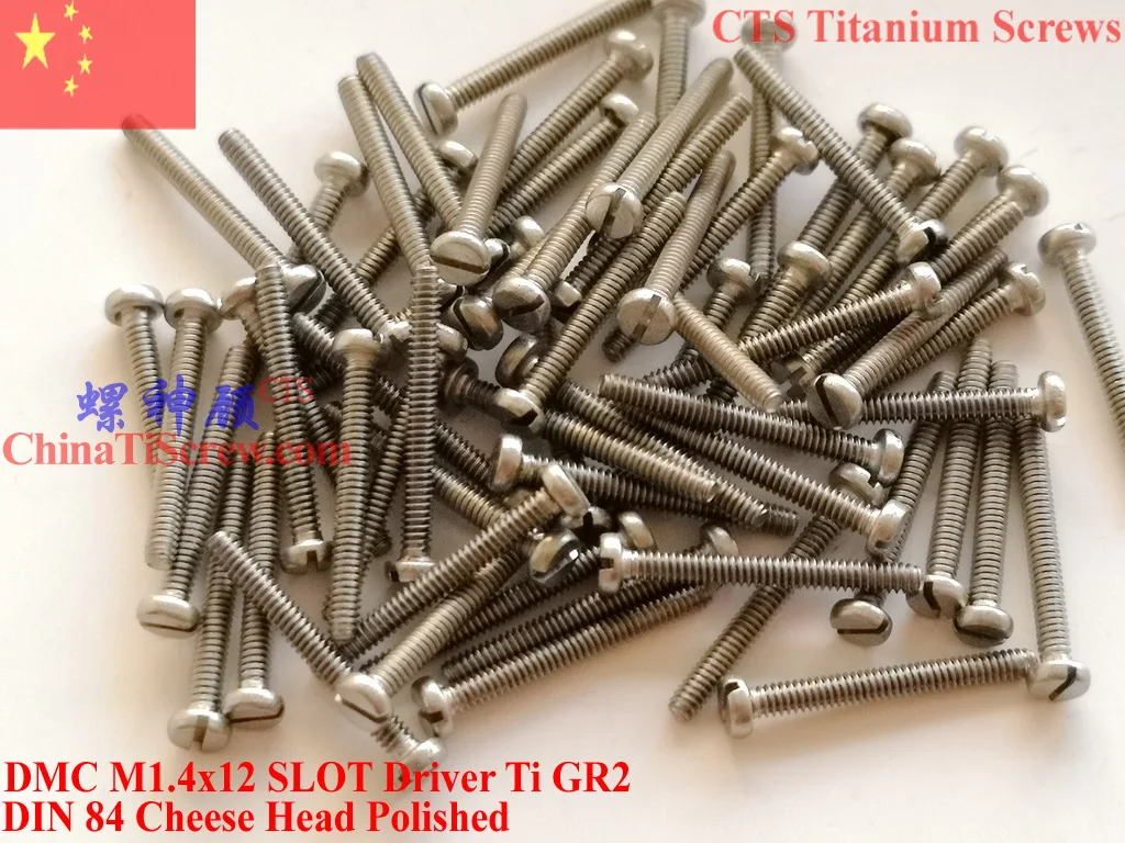 DIN 84 M1.4 티타늄 나사 M1.4x2 M1.4x2.5 M1.4x3 M1.4x3.5 M1.4x4 M1.4x5 M1.4x6 M1.4x8 M1.4x10 M1.4x12 치즈 헤드 슬롯 티타늄 GR2