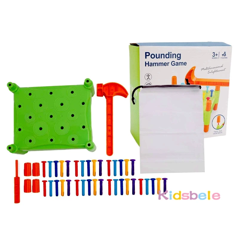 Kid's Early Learning Toys Montessori Nail Screw Educational Puzzle Knock Hammer Piling Bench Toys Pounding Toy