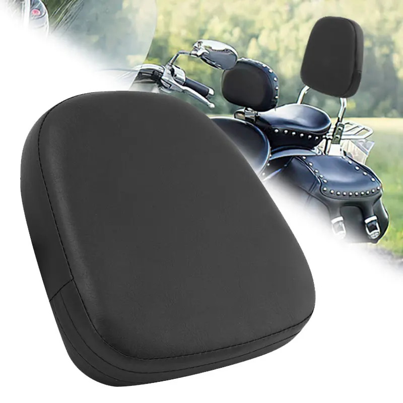 Universal Motorcycle Sissy Bar Backrest Pad - Black Synthetic Leather Cushion For Passenger