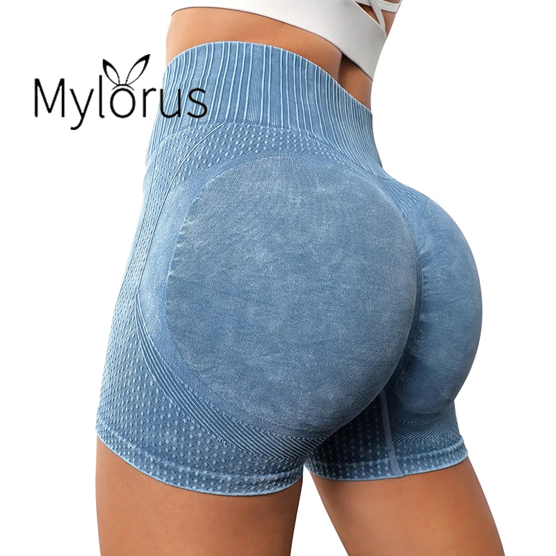 Sports Shorts Spandex Solid Seamless Shorts High Waist Workout Tights