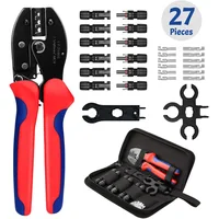 Solar Crimping Pliers Tools Kit for MC4 Cable Electeical Connectors Solar Panel PV Cable 6 Male Female Connectors Termianls Sets 1