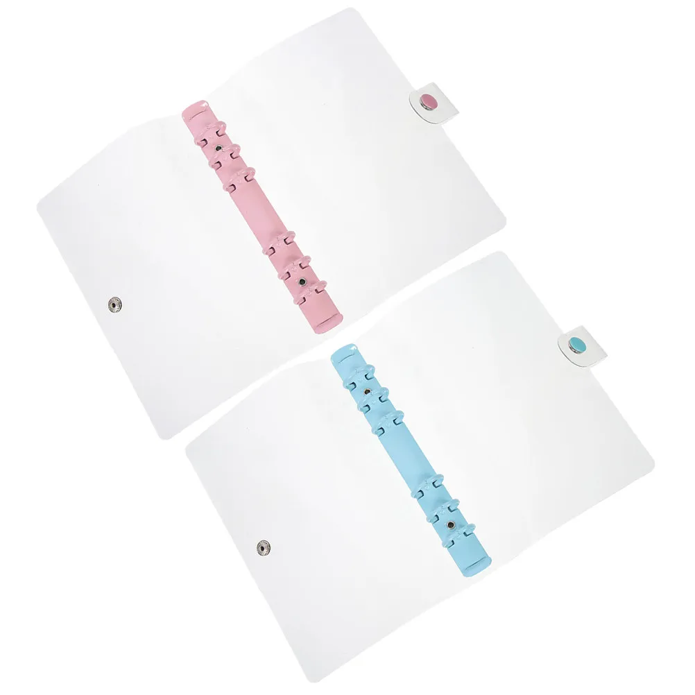 2Pcs 노트북 바인더 A6 투명 재사용 가능한 플라스틱 커버 사무실 파일 주최자 조정 가능한 클립 문서 폴더 보관