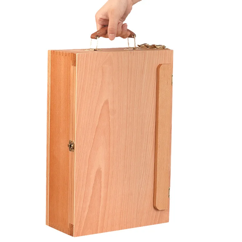 Cassetta portaoggetti da tavolo per pittura, scatola per pittura a olio, cavalletto multifunzionale in legno con cassetto, strumento pieghevole per pittura - immagine 3