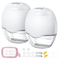 2/1pcs Wearable Breast Pump Hands Free Electric Breast Pumps Slient Comfort Milk Collector BPA-free LED Display 3Modes 12 Levels 1