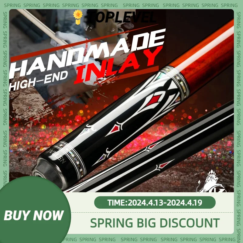 

KONLLEN AS-Carbon Fiber Inlay Pool Cue Stick, Leather Wrap, Wrapless Black Technology, Low Deflection, 10.5mm, 11.5mm
