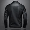 Spring Autumn Leather Jacket Men Stand Collar Slim Pu Leather Jacket Fashion Motorcycle Causal Coat Mens Moto Biker Leather Coat 2