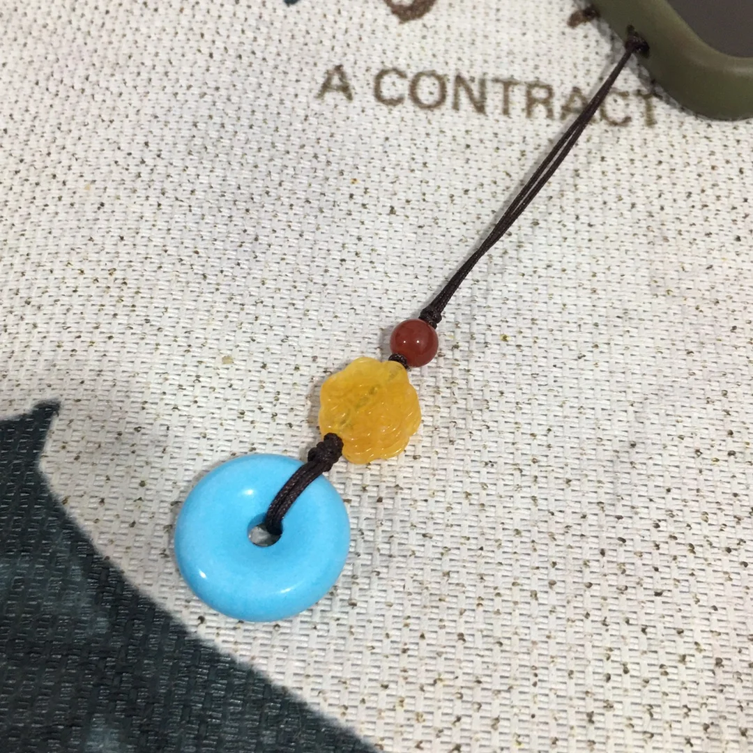 

Лидер продаж, натуральная Бирюзовая Пряжка pingan с ручным вырезанием, цепочка для телефона, ожерелье с подвеской, модные ювелирные изделия дл...