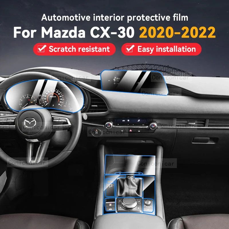 

For MAZDA CX-30 CX30 2020 2022 Car Interior Center Console GearBox Panel Navigation Transparent TPU Protective Film Anti-scratc