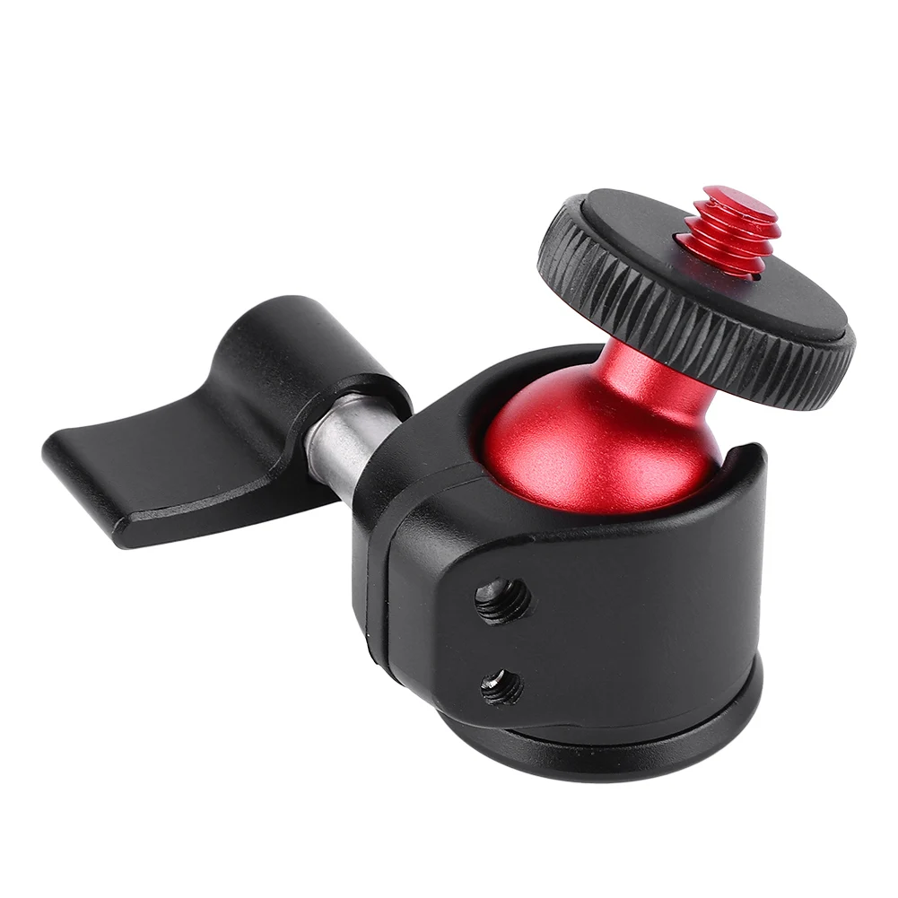 Tripod Ball Head Camera Adapter Mini Ball Head 1/4in Screw Aluminum Alloy 360 Degree Rotatable Camera Tripod Head for SLR Cameras Monitor Fill Light Microphone