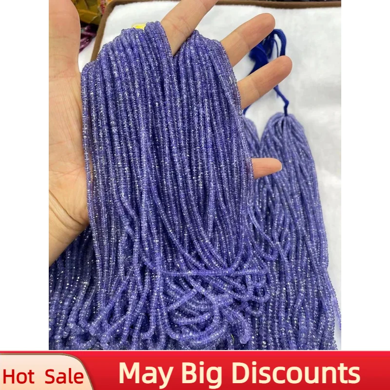2024 Wholesale Natural 5A Rare Tanzanite Faceted Rondelle Loose Beads For Jewelry Making DIY Bracelets Necklace
