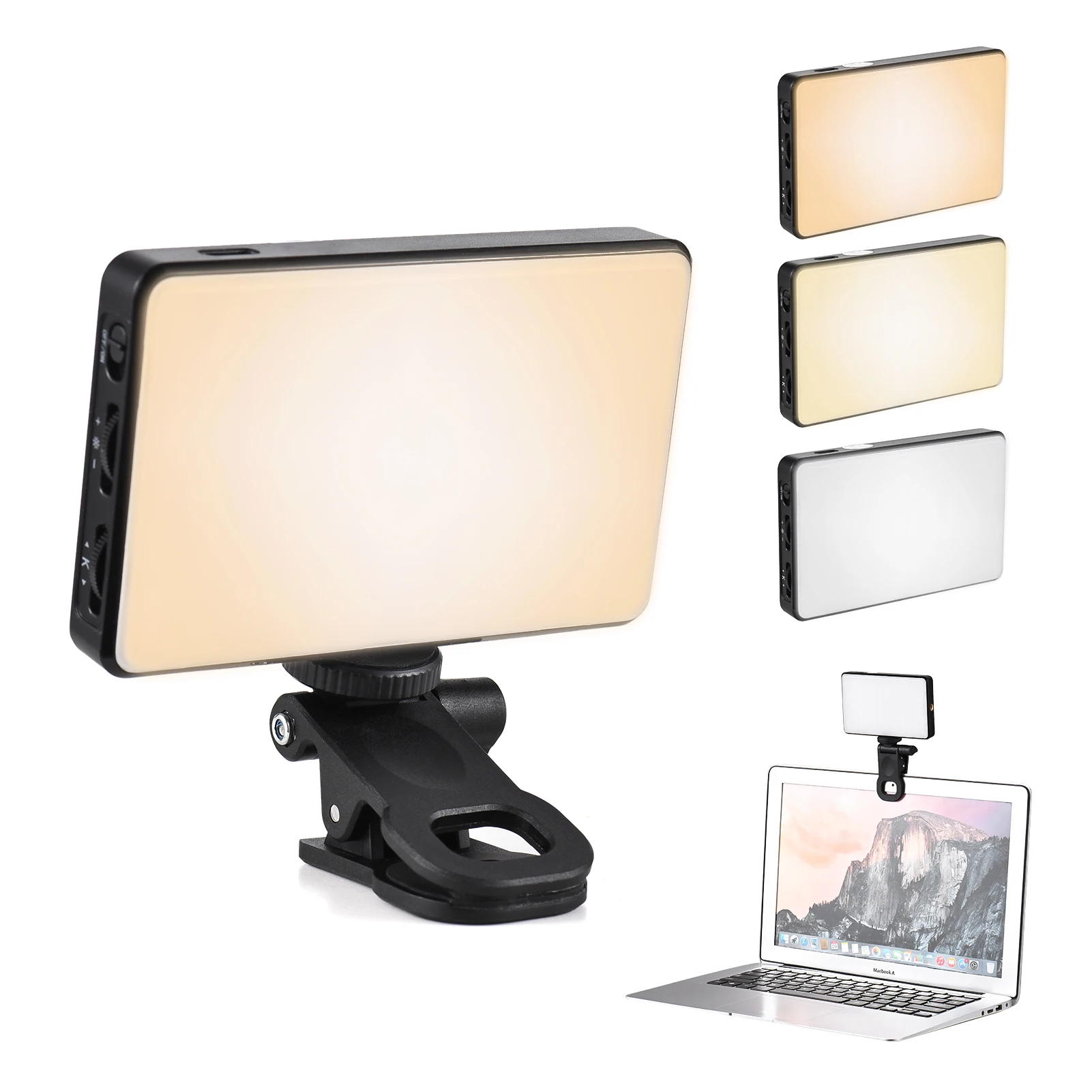 Pocket Clip-on LED Video Light Computer Tablet Mobile Phone Video Conference Light 2500K-9000K Dimmable Built-in Battery