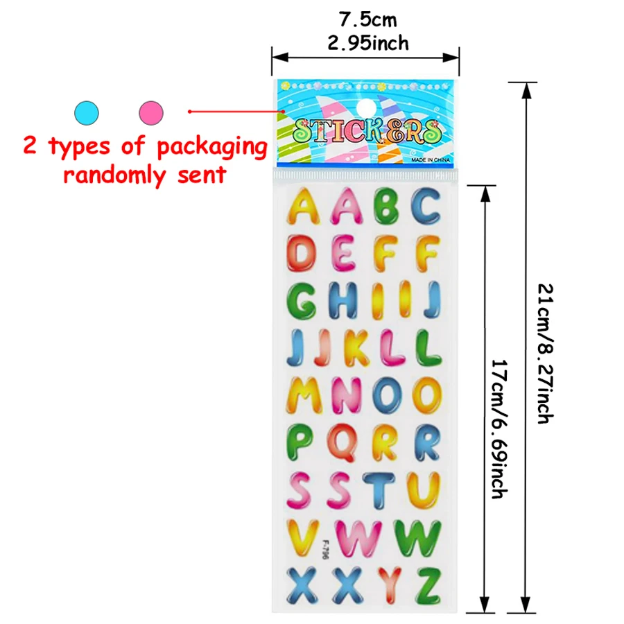 Cartoon Letter Design Bubble Stickers - Self-Adhesive Decorative Set
