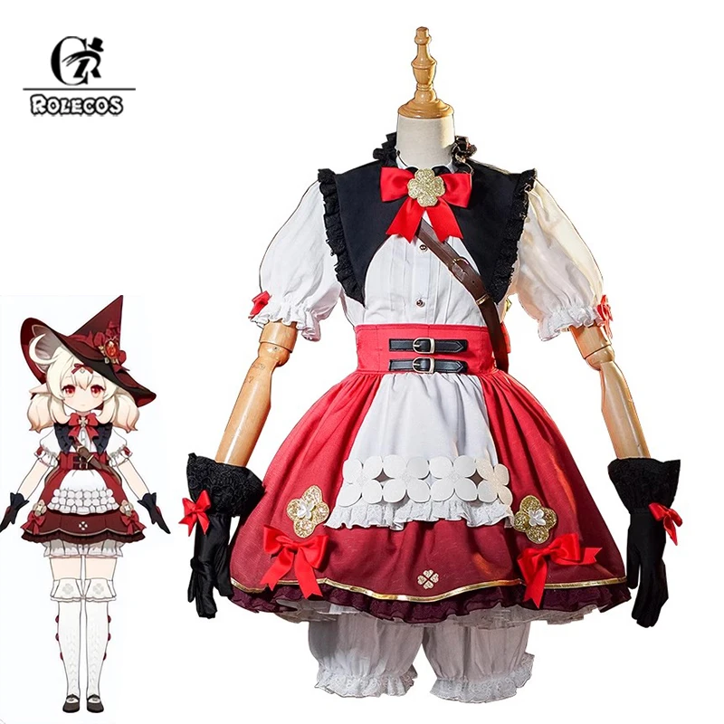 

Костюм для косплея ROLECOS Klee, милый женский костюм Хэллоуин, карнавальный костюм с шапочкой
