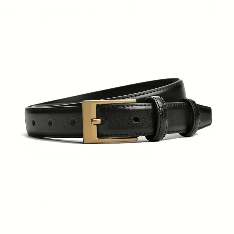 Luxury Black Leather Waist Belt for Women Fashion