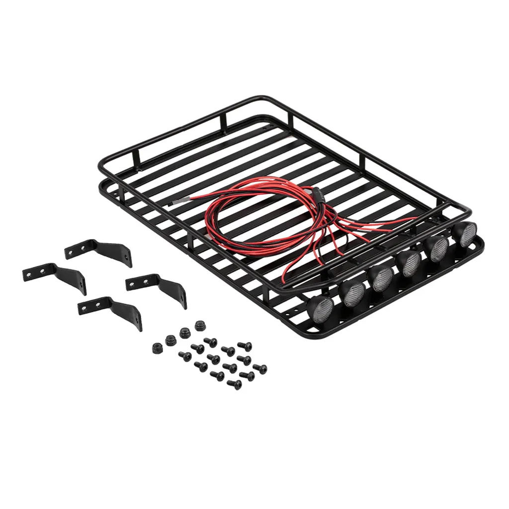 

Roof Rack Luggage Carrier with Light Bar for 1/10 RC Crawler D90 Axial SCX10 90046