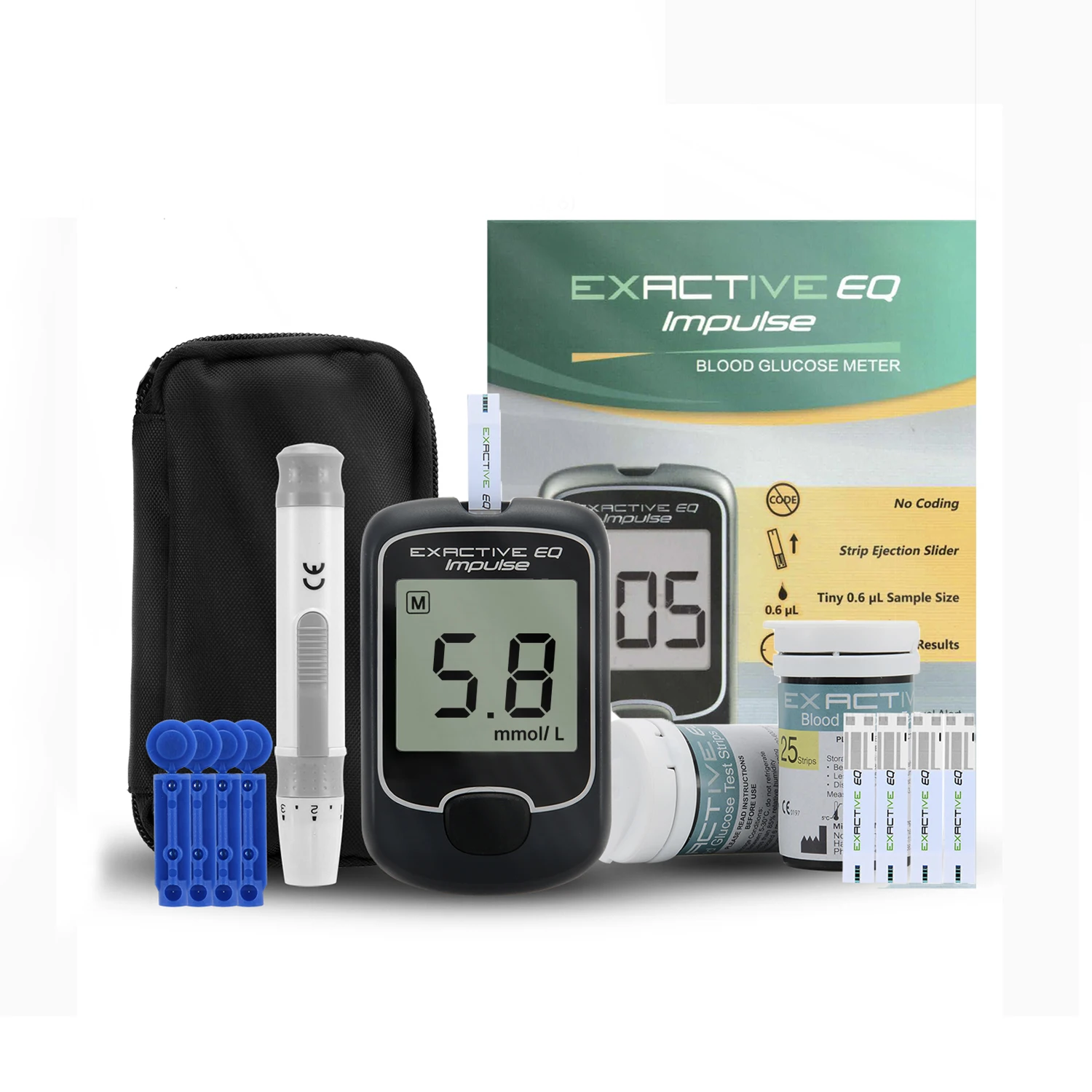 EXACTIVE EQ IMPULSE Full-auto Blood Glucose Monitor,Diabetes Meter With Test Strips,Glucometer Blood Glucose Meter With Stripes - Image 6
