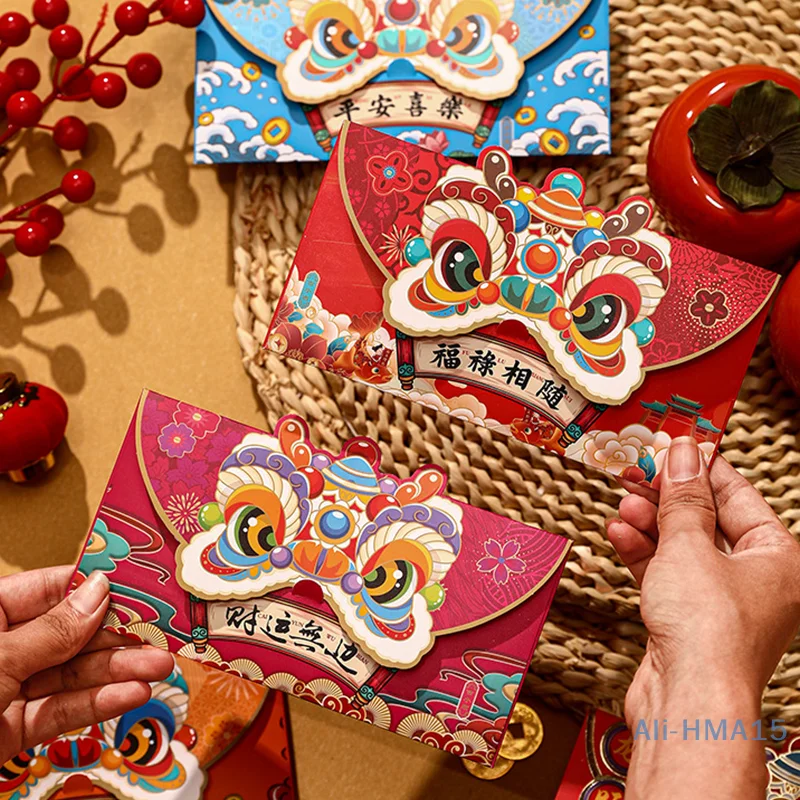 

4PCS 2024 Spring Festival Red Envelopes The Year Of Dragon Chinese New Year Lucky Money Bag Red Packets Lunar Year Decor
